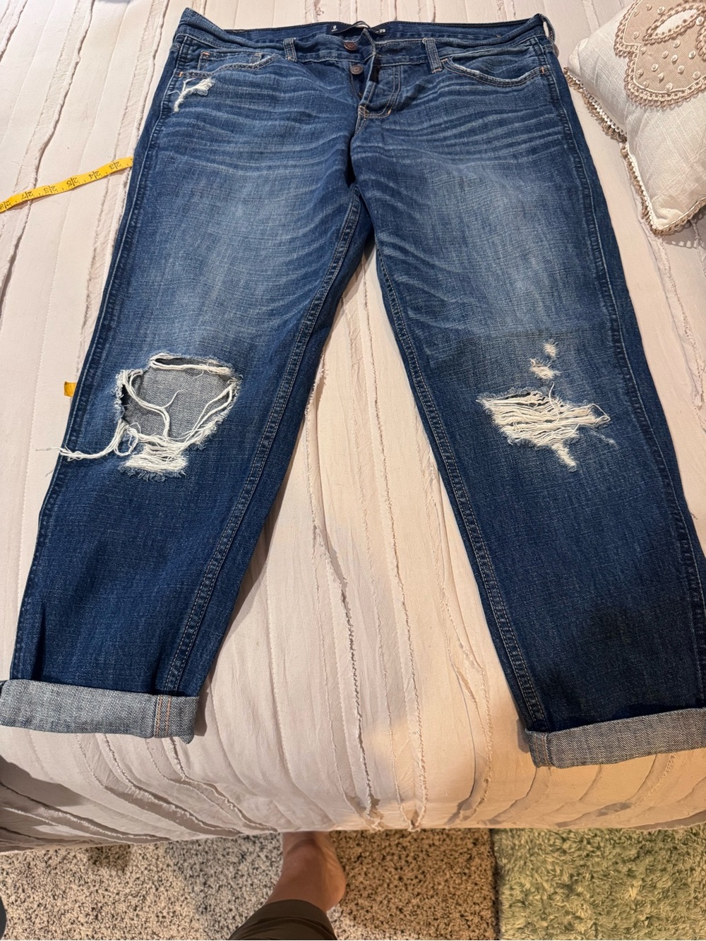 Hollister Distressed Medium Blue Boyfriend Jeans